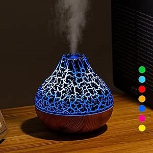 Mini Volcano Shape Humidifier, USB Personal Desktop Humidifier - 7 Colors, Super Quiet for Office Room, Bedroom (Black)