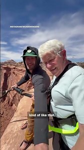 78-year-old woman rope swings for the first time in her life