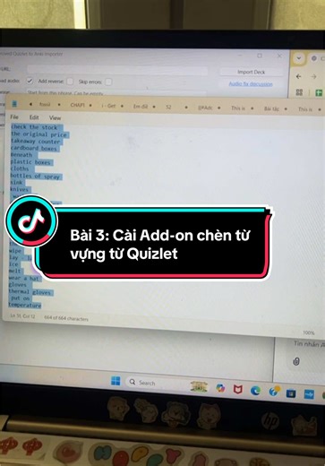 Bài 3️⃣: Cài Add- on chèn từ vựng từ quizlet #anki #quizlet #spacedrepetition #ielts #vocabulary #fyp