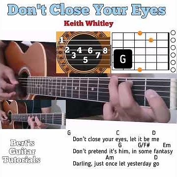 Don't Close Your Eyes - Keith Whitley guitar chords w/ lyrics & plucking tutorial