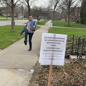 Couple enforces silly-walking-only zone