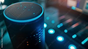 A closeup of a voiceactivated istant responding to a request for information highlighting the efficiency and accuracy of this tool in the workplace.