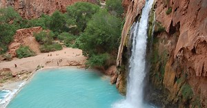 Welcome to Havasupai Falls: A turquoise waterfall at the Grand Canyon