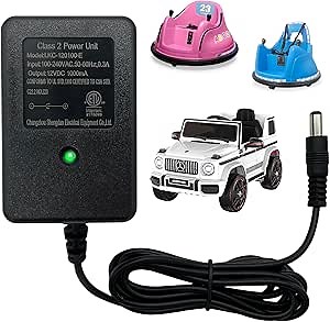 12v Battery Charger for Ride On Toys Bumper Car Charger 12 Volt Charger for Kids Ride On Cars Best Choice Products SUV Powered Wheel Baby Electric Vehicles Class 2 Power Supply Adapter,ETL Listed