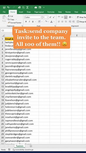 Create an email list using Textjoin! #microsoftexcel #tutorial #exceltips #spreadsheet #finance #corporate #hr #accounting #admin #newskill