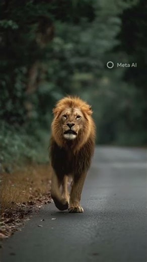 Epic Lion Roar on Forest Road | Wild Animal Shorts 4K”