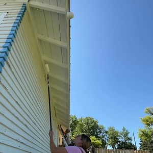 315K views · 7.9K reactions | The "snow blindness" from all the white paint is coming to an end with a siding color reveal! ✨#the1dollarhouse #onedollarhouse #exteriorpainting #HomeImprovement #homesweethome | Tia Weston | Facebook