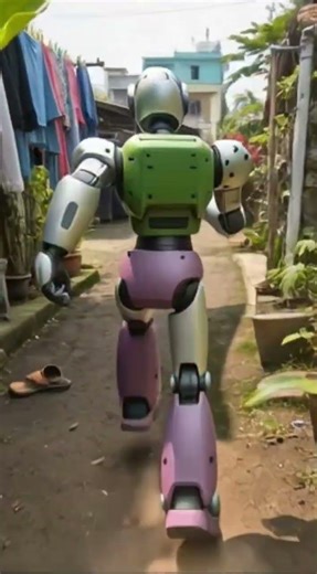 purple Titan robot looking for ghosts