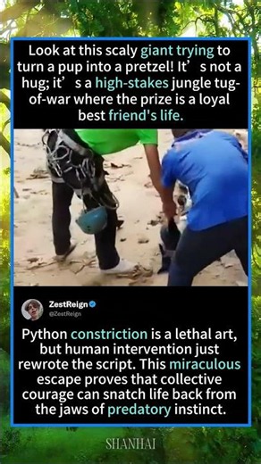 Incredible Rescue: Humans Save Dog from MASSIVE Python's Grip! #wildlife#AnimalRescue #PythonVsDog