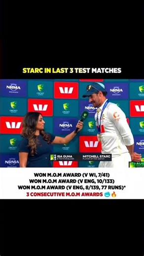 Back to Back POTM award for Starc 🔥#shorts #viral #mitchellstarc #cricket