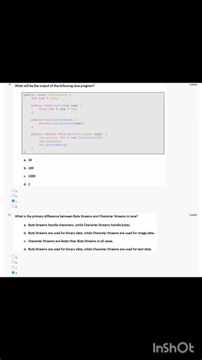 Java week 7 quiz answers