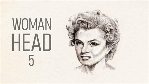 Animated woman head sketch: Learn face structure and clean lines