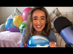 ASMR blowing up beautiful marble themed balloons and deflating them