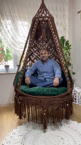 Handmade Macrame Hanging Chair: Boho Indoor Outdoor Swing - Etsy