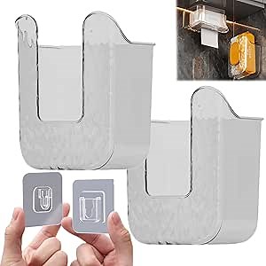 Kitchen Wipes Storage Box, Wall Mounted Tissue Box, Clear Wall-Mounted Punch-Free Tissue Box, Acrylic Tissue Dispenser, Tissue Box for Bathroom Wall (Transparent Gray*2)