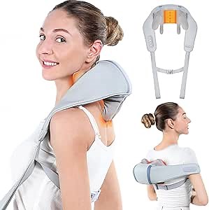 FSA/HSA Eligible Cordless Neck Shoulder Massager for Pain Relief Deep Tissue, 5D Shiatsu Back Massager with Heat, Wireless Rechargeable Shoulder Massage Pillow, Best Gifts for Men,Women,Mom & Dad