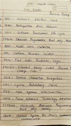 Htet computer science level 3 full forms previous papers