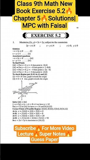 Class 9th Math New Book Exercise 5.2 🔥 Chapter 5 🔥 Solutions | MPC with Faisal