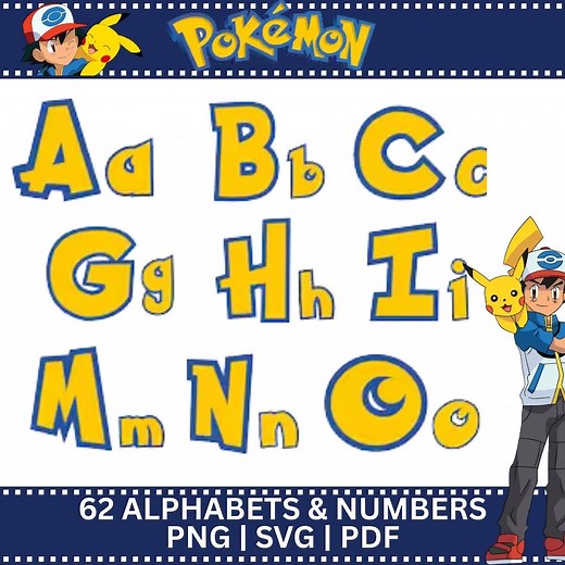 Pokémon Alphabet Letters, Kids Font, SVG PNG PDF, Commercial Use, Digital Download - Etsy