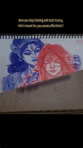 Two souls, one divine rhythm — Radha and Krishna #radhakrishna #likeforlikes #foryoupage #pensketch