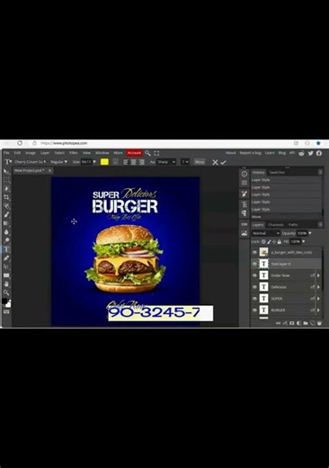 Simple and Easy Burger Poster Designing in Photopea l Photopea tutorial