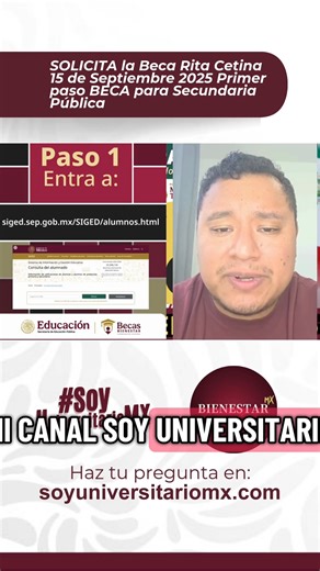 Parte 1 de SOLICITA la Beca Rita Cetina 15 de Septiembre 2025 Primer paso BECA para Secundaria Pública | Soy Universitario