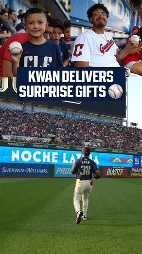 AWESOME: Steven Kwan is throwing autographed baseballs to lucky fans in the stands 👏 #PlayersWeekend | MLB
