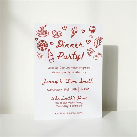Modèle d'Invitation à dîner italien, invitation à dîner italien modifiable, invitation à dîner de pâtes, invitation imprimable - Etsy France