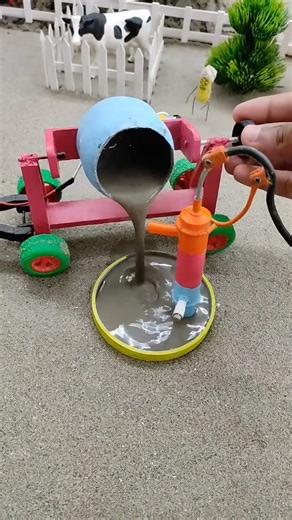 Mini Cement Mixer & Water Pump DIY 🔧💧 | Satisfying Mini Construction Build#diydecor #decocraft#diy