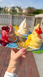New DOLE Whip Sampler at Disney!!🍦🍍🍒 This new seasonal sampler features: 🍍DOLE Whip Pineapple with vanilla soft-serve & pineapple wedge 🍒 DOLE Whip Cherry with chocolate soft-serve & Morello cherry sauce 🍓 DOLE Whip Strawberry DOLE Whip Mango with diced strawberries & mangoes 📍 Swirls on the Water — Disney Springs 💵 $8.99 Which combo are you starting with first? 👀👇My favorite this time was strawberry mango! 🍓Find the Ultimate Disney World Snack Guide 2026 and more on our website: Ench