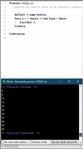 ✅ PSeInt : Hacer un algoritmo que muestre los números desde el 0 al 50, en un ciclo repetitivo para.