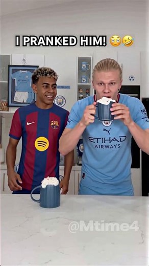 Chocolate drink prank turns into chaos ☕ #football #funny #haaland