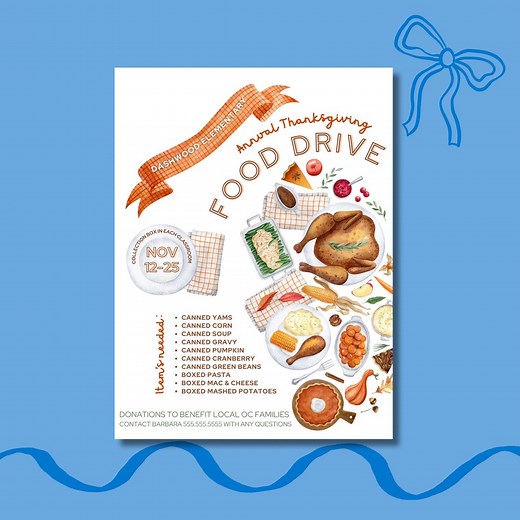 Thanksgiving Food Drive Flyer & Poster - Editable in Canva - Etsy