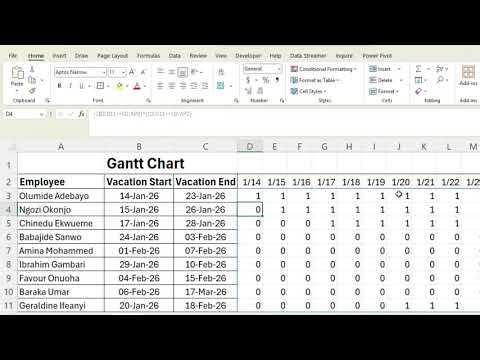 Build a dynamic Project Timeline in Excel without using the chart tool