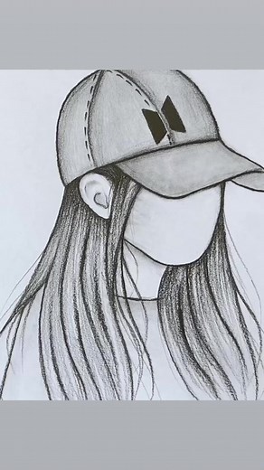 How to draw girl with BTS cap 🧢 #pencilsketches #drawingeasy #sketchdrawing #pencildrawing #pencilartwork #stepbystepdrawing #draw #artvideos #drawingchallenge #fypviralシ #naruto #girldrawing | Sayah Arts