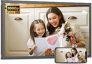Large-WiFi-Photo-Frame 21.5" Digital Picture Frame - 32GB, 1920x1080 IPS FHD 1080P, Auto Rotate, Share Photo Video via App Email, Free Cloud Storage, Wall Mounted, Gift for Grandparents Father Mother