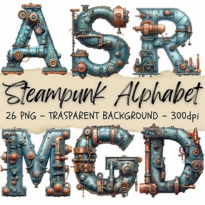 26 Steampunk Font, Steampunk Typeface, Alphabet Letters, Victorian Font, Fantasy Clipart, Abc Clip Art, Junk Journal - Etsy UK