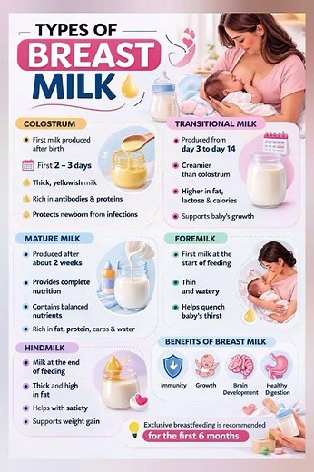 🍼 Types of Breast Milk Explained | Colostrum, Transitional, Mature Milk | Nursing Notes #Shorts