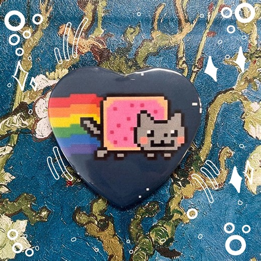 Nyan Cat Heart Shaped Button - Etsy
