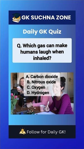 A gas that makes you laugh || Sounds crazy but true 😄 #gk #gkquiz #laughinggas #shorts