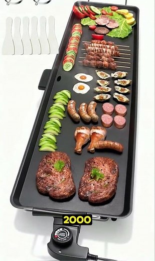 COSTWAY 35” Electric Griddle Teppanyaki Grill, 2000W Extra-Large Nonstick Tabletop Grill