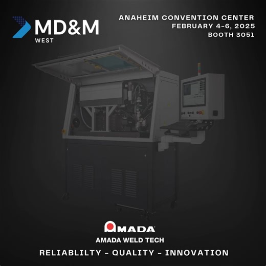 Come see AMADA WELD TECH at #MDMWest 2025! Whether you are welding, marking, cutting, bonding or micromachining, we can help you find the right solution for your medical device manufacturing application from our comprehensive range of technologies. Register now and use our promo code INVITE974766 for a 20% discount on conference passes and/or a FREE expo pass. Learn more and register at https://www.mdmwest.com | AMADA WELD TECH INC.