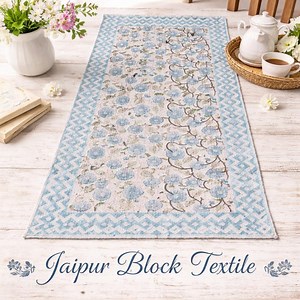 Blue Cotton Table Runner, Victorian Pattern ,table Décor Runner, 18*72 , Block Print, Jaipur India, Wood Block, Artisan, Valentines Gift - Etsy