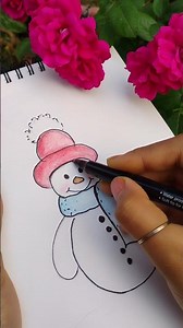 Snowman drawing⛄ #ytshorts #shorts #art #drawing #reels