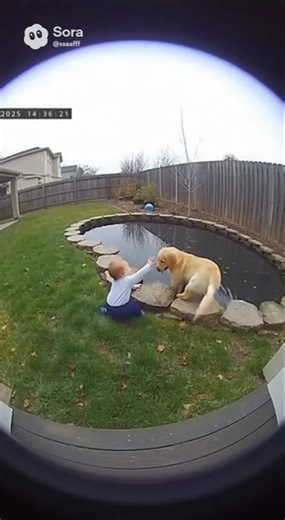 Hero Dog Saves Baby from Falling into Water! 🐶💦👶 #sora