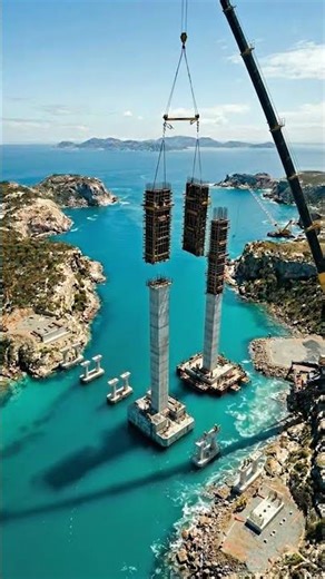 How This Giant Cable-Stayed Bridge Is Built Step by Step #BridgeConstruction #CableStayedBridge