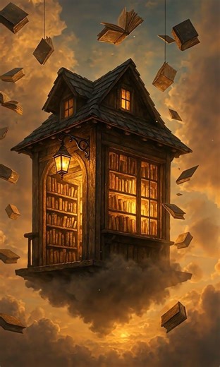 The Floating Bookstore in the Sky #Shorts #AIVideo #GeneratedArt