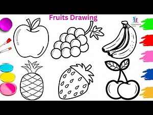 How to Draw an Apple and 5 more Fruits | Step by Step | Easy Fruits drawing for beginners
