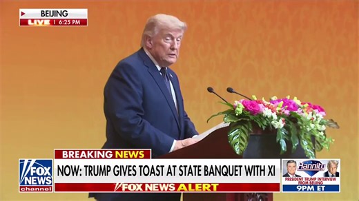 NOW: "This is a great honor. It was a fantastic day."I want to thank President Xi, my friend, for this magnificent welcome.""It really was a magnificent welcome like none other. And for so graciously hosting us on this very historic state visit.""This evening is another cherished opportunity to discuss among friends some of the things that we discussed today. All good for the United States and for China. And it was a great honor to be with you." – President Trump