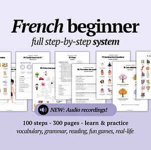 French Beginner Workbook A1-A2 | Step-by-step Printable French Plan | NEW: AUDIO| Self-study French Beginner Ebook | Printable Download PDF - Etsy